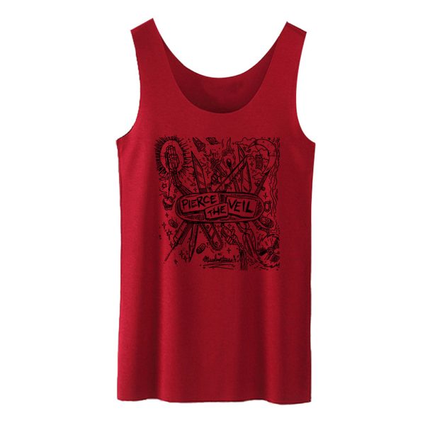 Pierce the Veil misadventures Tank Top [Red]