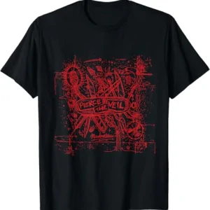 Pierce The Veil - Misadventures Cover in Red Print T-Shirt